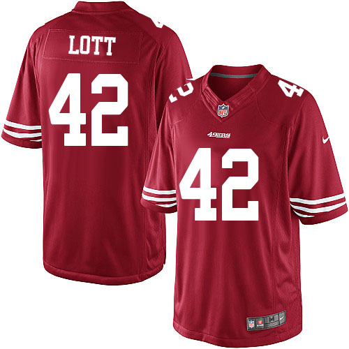 Men's Limited Ronnie Lott Nike Jersey Red Home - #42 NFL San Francisco 49ers